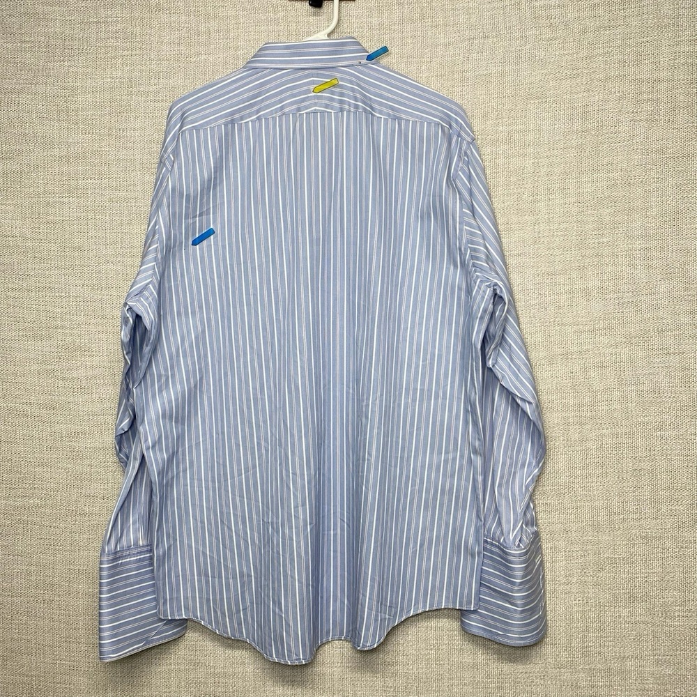 Brooks Brothers Makers Merchants 17 34 Mens Blue White Stripe French Cuff USA - Picture 4 of 12